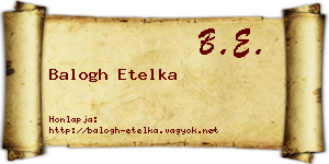 Balogh Etelka névjegykártya